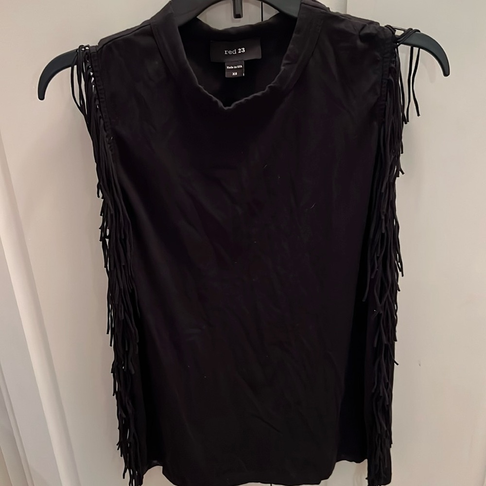Red 23 XS Fringe Tank Black